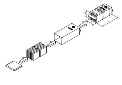 Diagrama esquemático del envasado vertical de doble apilado