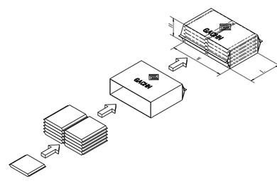 Diagrama esquemático del envasado horizontal de doble fila