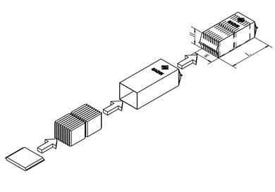 Diagrama esquemático del envasado vertical de doble apilado