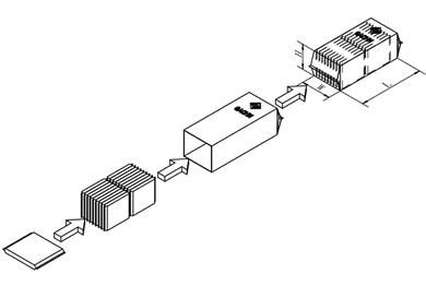 Diagrama esquemático del envasado vertical de doble apilado