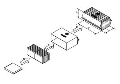 Diagrama esquemático del envasado vertical de doble fila